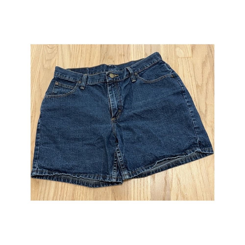 Wrangler Blues Dark Wash Denim Shorts Womens 10 AVG Mid Rise 100% Cotton WBS51DK